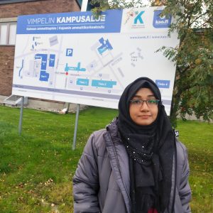 Our Student BAKHTUAR KHANAM at the Campus of Kajaani University of Applied Sciences, Finland